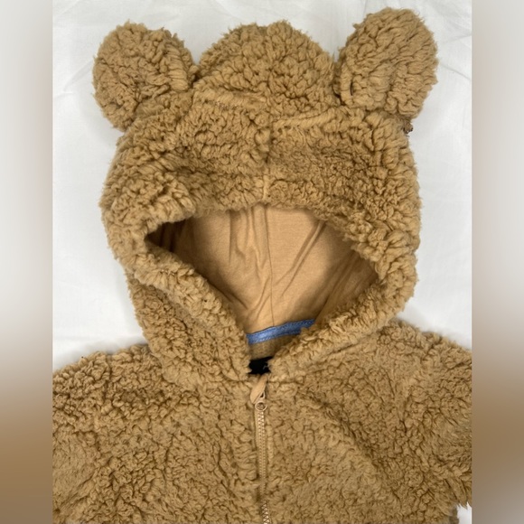 3 - 6 month 7 For All Mankind fuzzy tan jacket w/ ears on hood unisex 3 - 6 mo - Picture 3 of 8